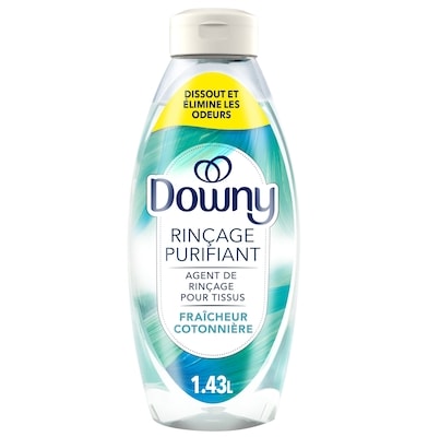 Downy Éliminateur d’odeurs/assouplissant RINSE & REFRESH, Fraîcheur cotonnière, sûr pour tous les tissus, doux pour la peau, compatible HE 1.41 l, 1,35 $/100ml
