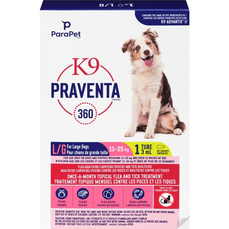 Topical Flea and Tick Treatment for Dogs 11kg to 25kg, Single Dose