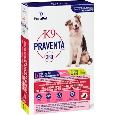 Traitement topique mensuel contre les puces et les tiques pour chiens de 11 à 25 kg, dose unique