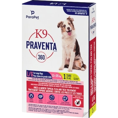 Traitement topique mensuel contre les puces et les tiques pour chiens de 11 à 25 kg, dose unique