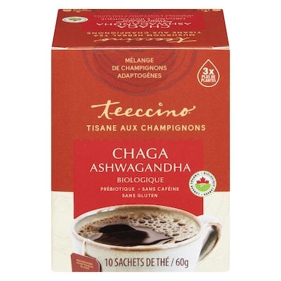 Teeccino Tisane aux champignons chaga ashwagandha biologique 60 g, 18,33 $/100g