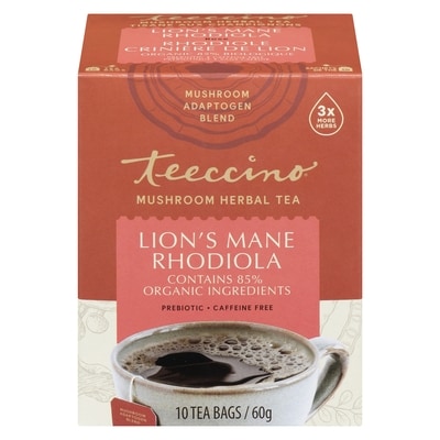 Teeccino Mushroom Herbal Tea Lion's Mane Rhodiola 60 g, $17.50/100g