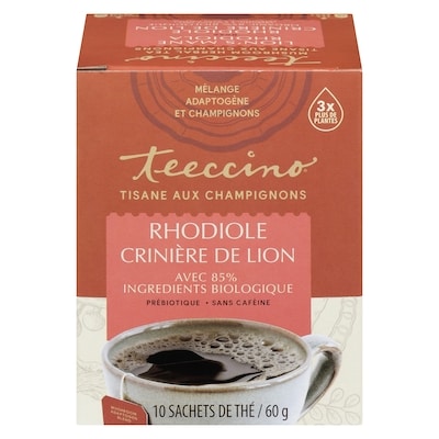 Teeccino Tisane aux champignons rhodiole crinière de lion 60 g, 18,33 $/100g