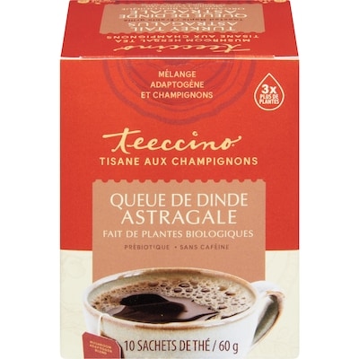 Teeccino Tisane aux champignons queue de dinde astragale 10 ea, 1,20 $/1ch