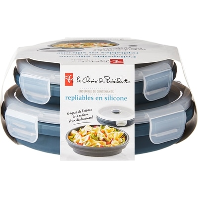 le Choix du Président Ensemble de 2 contenants pliables en silicone – Petit 2 ea, 4,50 $/1ch