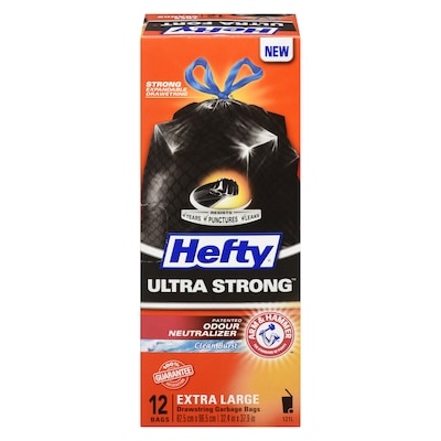 Hefty Ultra Strong Drawstring Garbage Bags Extra Large 121 L 12 ea, $0.62/1ea