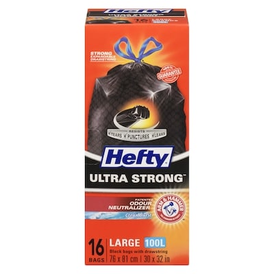 Hefty Ultra Strong Drawstring Garbage Bags Large 77 L 16 ea, $0.44/1ea
