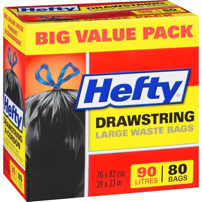 Drawstring Large Waste Bags Big Value Pack 90 L