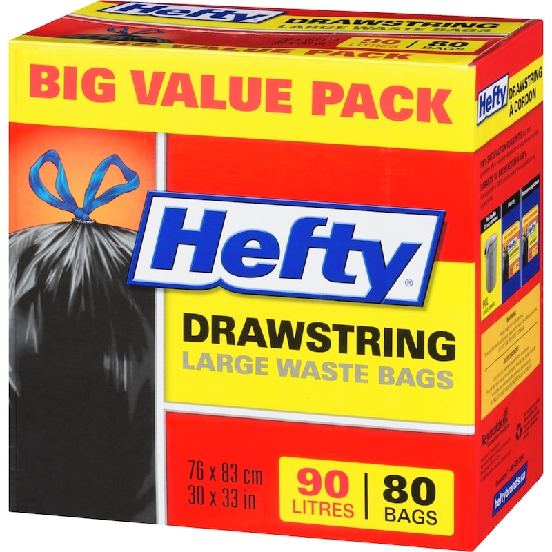 Drawstring Large Waste Bags Big Value Pack 90 L