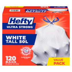 Ultra Strong White Drawstring Bags Tall 50 L Mega Pack