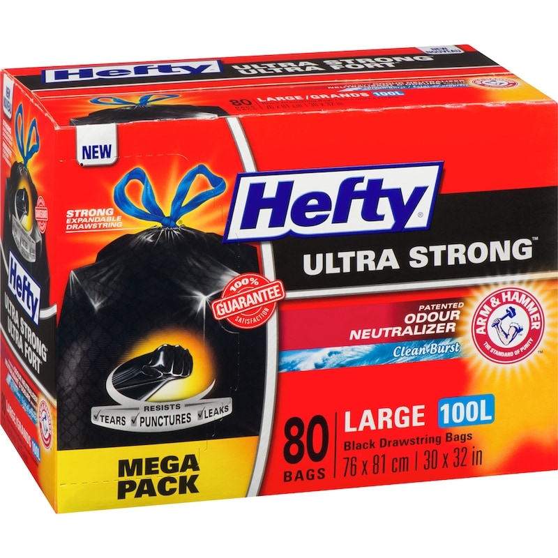 Ultra Strong Black Drawstring Bags Large 100 L Mega Pack