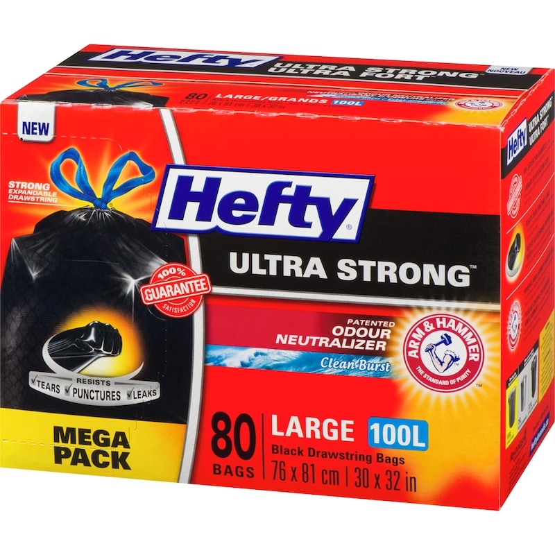 Ultra Strong Black Drawstring Bags Large 100 L Mega Pack