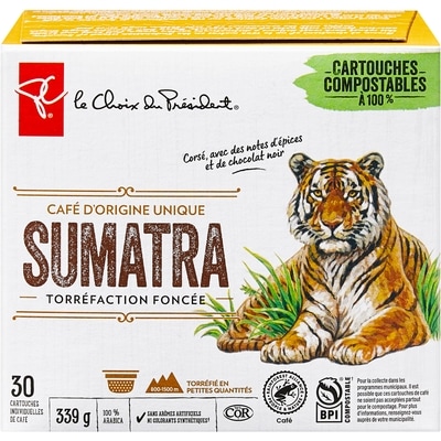 le Choix du Président Cartouches individuelles de café d’origine unique Sumatra torréfaction foncée PCᴹᴰ 30 ea, 0,77 $/1ch