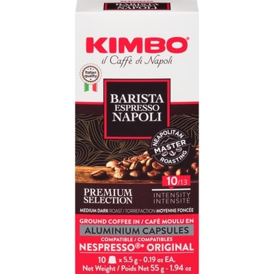 Kimbo Nespresso Original Capsules Of Roast And Ground Coffee Barista Espresso Napoli Medium Dark Roast 5.5 g, $108.91/100g