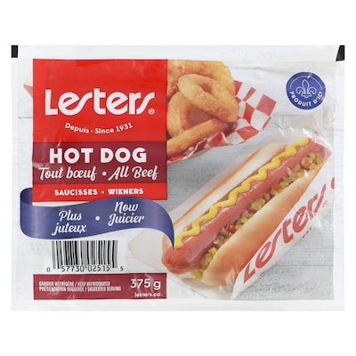 Lesters Wieners All Beef 375 g, $2.13/100g