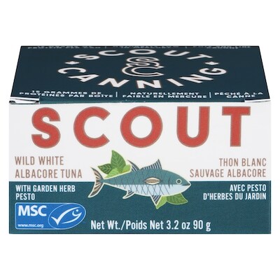 SCOUT Wild White Albacore Tuna With Garden Herb Pesto 90 g, $11.10/100g