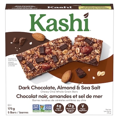 Kashi Chewy Chia Whole Grain Bars Dark Chocolate, Almond & Sea Salt 175 g, $2.29/100g