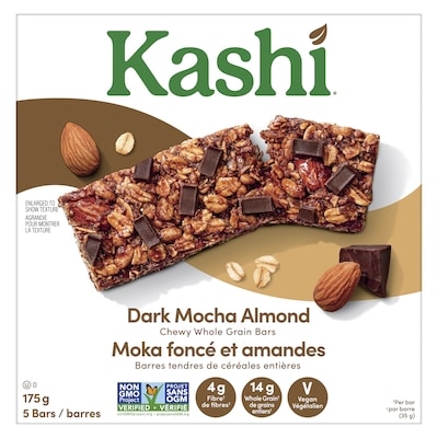 Barres tendres de céréales entières moka foncé et amandes