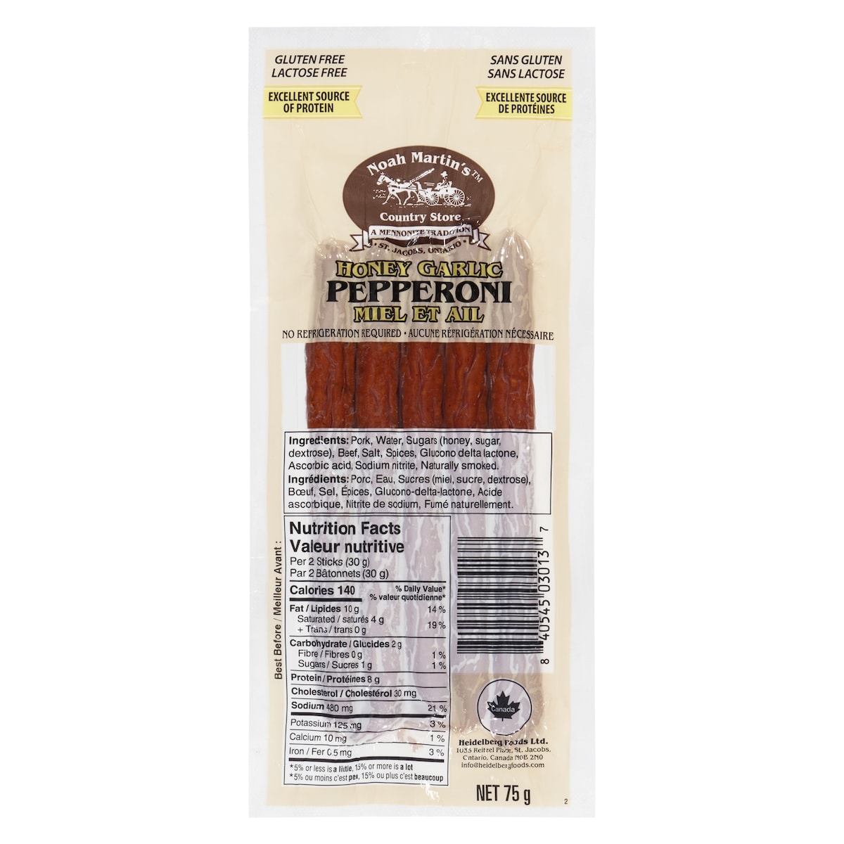 Noah Martin Honey Garlic Pepperoni 75 g, $7.32/100g