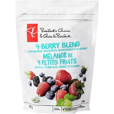 President's Choice Frozen 4-Berry Blend 500 g, $0.80/100g