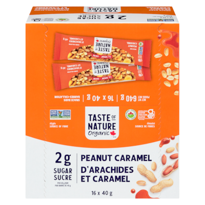Taste of Nature Barres collation d'arachides et caramel (caisse) 16x40.0 g, 4,53 $/100g