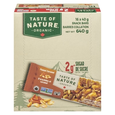 Taste of Nature Barres collation d'arachides et caramel (caisse) 16x40.0 g, 5,15 $/100g