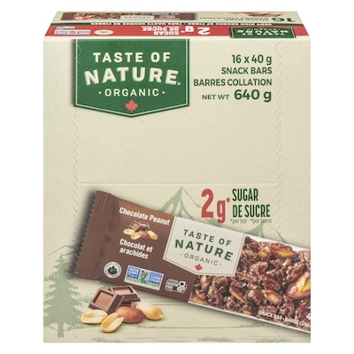 Taste of Nature Snack Bars Chocolate Peanut, 16 Bars 16x40.0 g, $5.15/100g