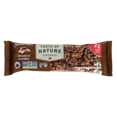 Taste of Nature Barres collation chocolat et arachides 40 g, 5,73 $/100g