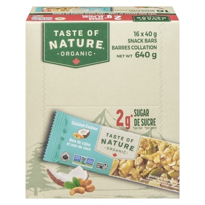 Taste of Nature Snack Bars Coconut Cashew (Case) 16x40.0 g, $5.15/100g