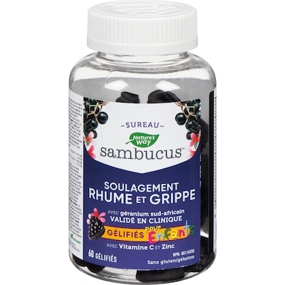 Nature’s Way Sambucus soulagement rhume et grippe sureau gélifiés pour enfants 60 ea, 0,42 $/1ch