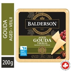 Balderson Fromage gouda vieilli 1 an. 200 g, 4,65 $/100g