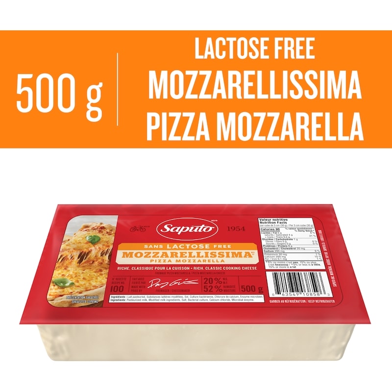 Saputo Lactose Free Mozzarellissima Pizza Mozzarella Cheese - 500