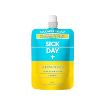 goodvibes Juice Co Boisson Naturelle Sick Day - Échinachee, Gingembre et Cayenne - Juice Co. 50 ml, 8,00 $/100ml
