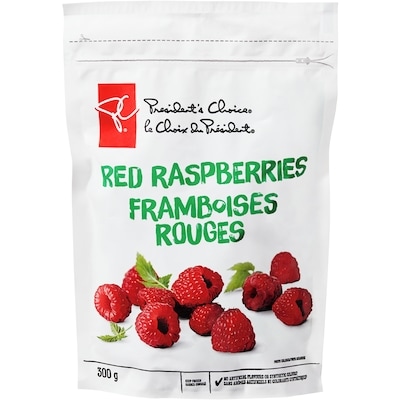 President's Choice Frozen Red Raspberries 300 g, $1.33/100g