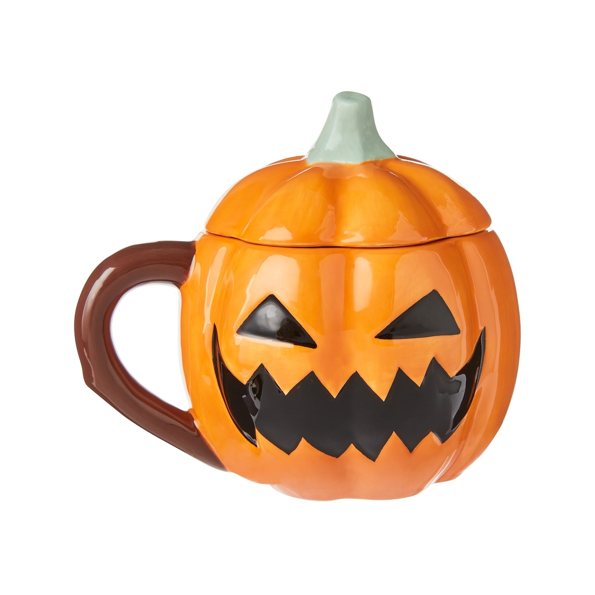 null Ceramic Pumpkin mug /Lid-  Scary  1 ea, $8.00/1ea