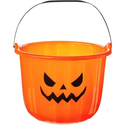 null Plastic Pumpkin Pail Evil Grin  1 ea, $2.00/1ea
