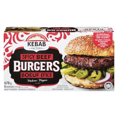 Kebab Factory Spicy Beef Burgers Medium 678 g, $1.92/100g