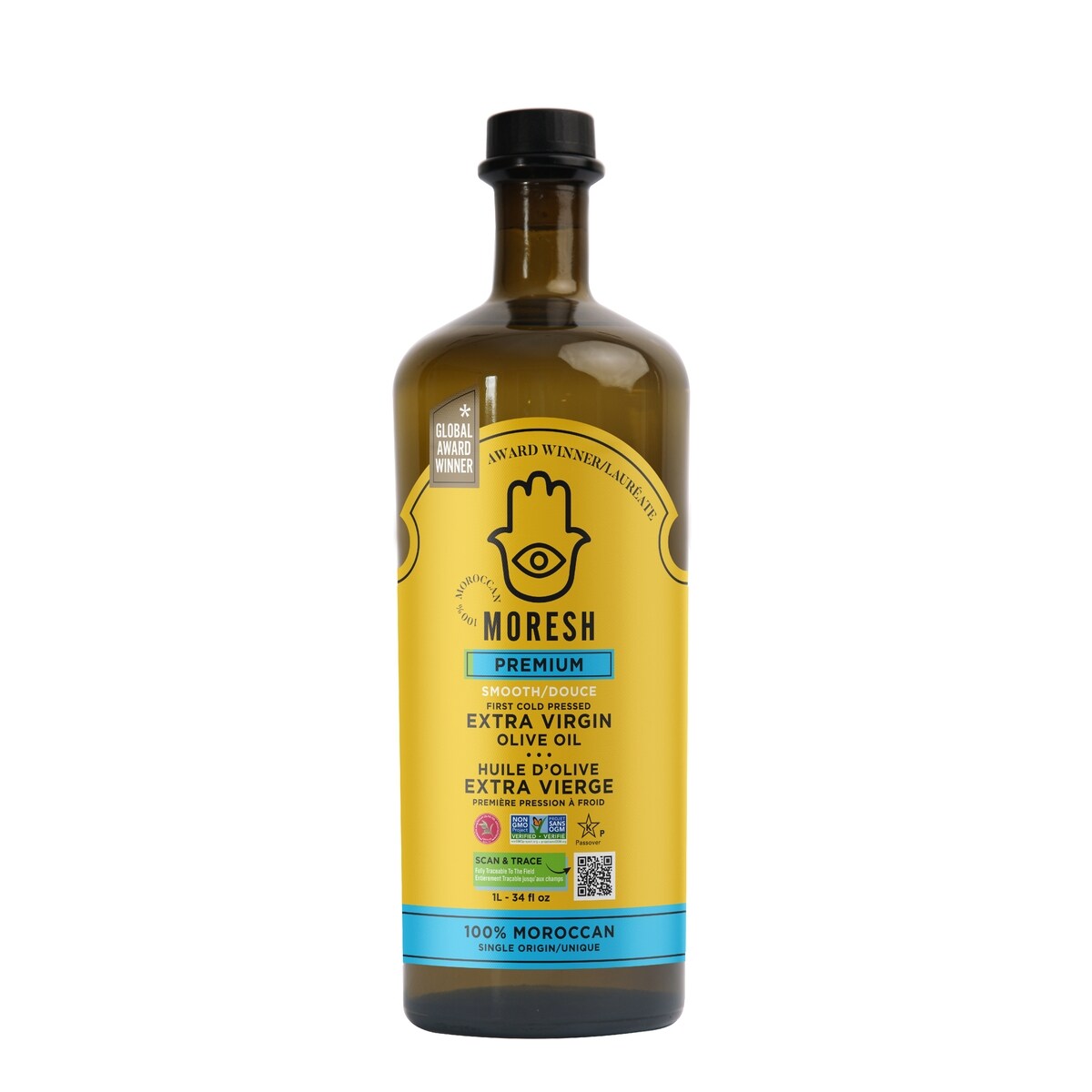 Moresh Huile d’olive extra vierge marocaine 1 l, 2,30 $/100ml