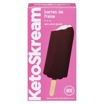 KetoSkream Barre glacée trempée dans un enrobage chocolaté fraise 300 ml, 3,33 $/100ml