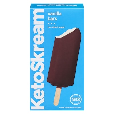KetoSkream Frozen Dessert Bar Dipped In Dark Chocolatey Coating Vanilla Flavour 1 ea, $9.99/1ea