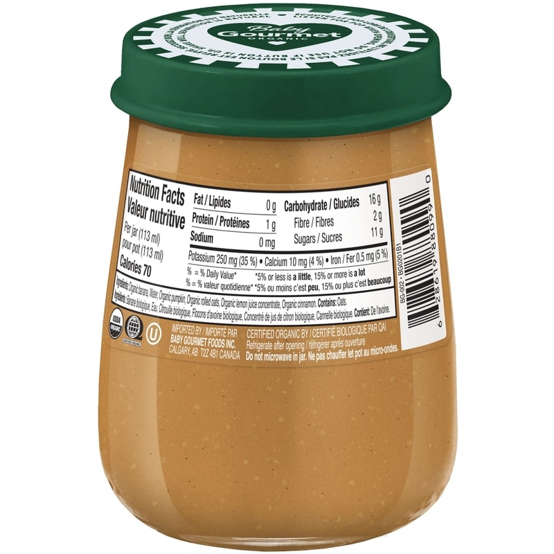 Organic Jar Banana Pumpkin Cinnamon Oatmeal