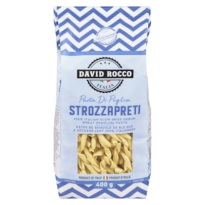David Rocco 100% Italian Slow Dried Durum Wheat Semolina Pasta Strozzapreti 400 g, $1.25/100g