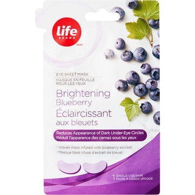 Life Masque en feuille pour les yeux éclaircissant aux bleuets 1 ea, 2,00 $/1ch