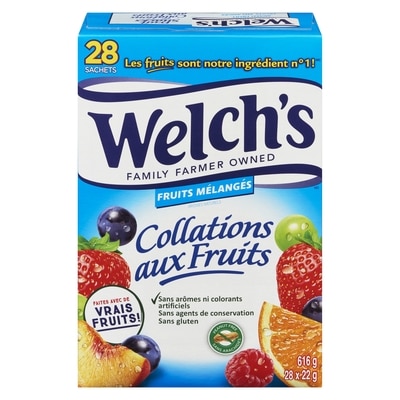 Welch’s Collations aux fruits fruits mélangés 28 sachets 22 g, 43,18 $/100g