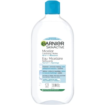 Garnier Eau micellaire nettoyante et démaquillant pour maquillage résistant à l'eau 700 ml, 2,49 $/100ml