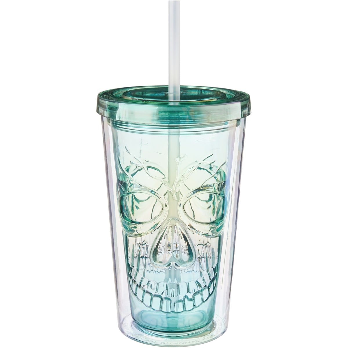 null Gobelet à paroi double en forme de crâne avec paille de 18 oz, jade 1 ea, 5,00 $/1ch