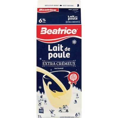 Beatrice Lait de poule extra crémeux 6% m.g. 2 l, 0,35 $/100ml
