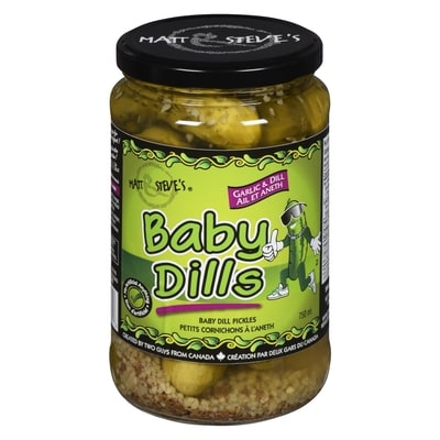 Matt & Steve’s Baby dills petits cornichons à l'aneth ail et aneth 750 ml, 0,80 $/100ml