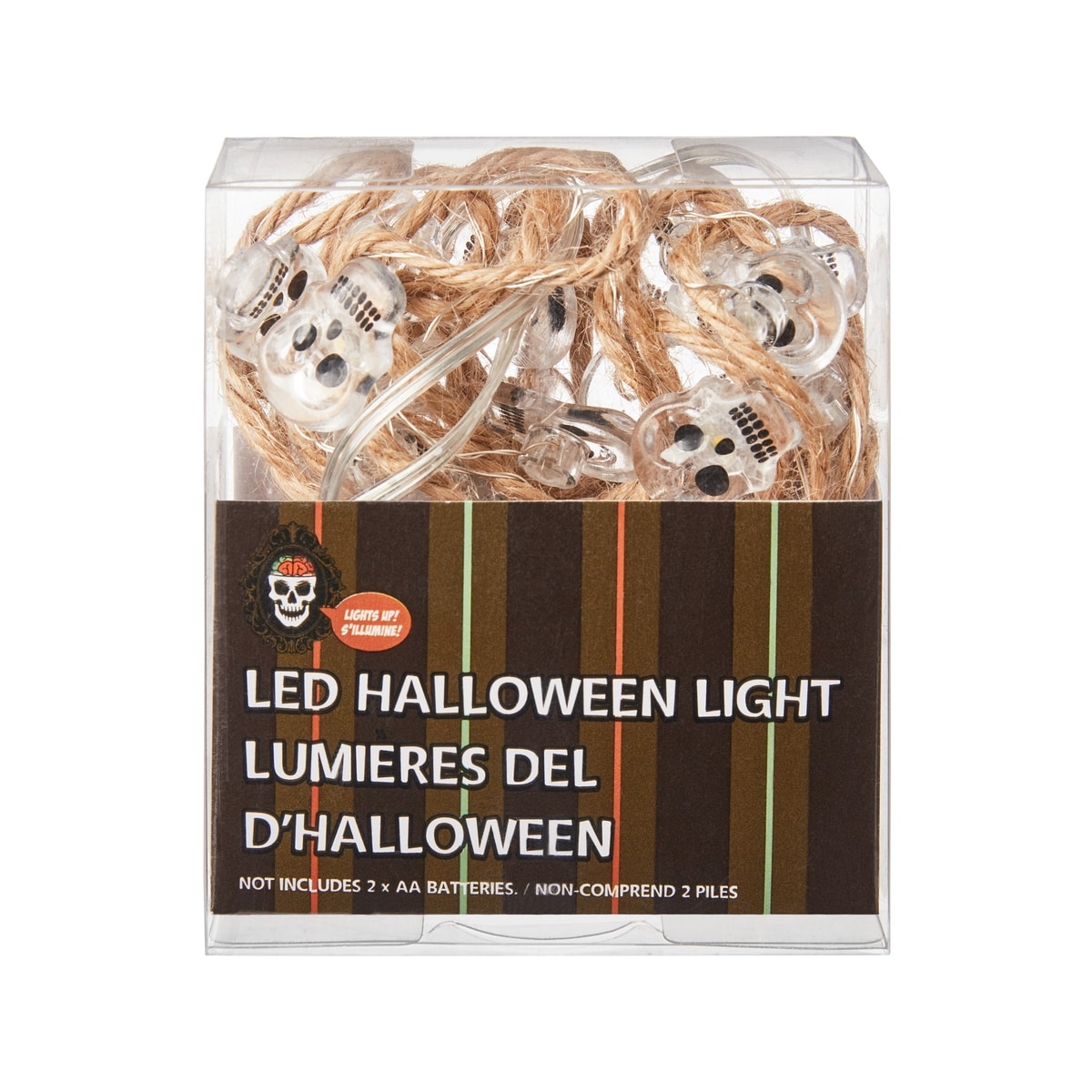 null Led Jute Rope Lights - Mini Skulls  1 ea, $6.00/1ea