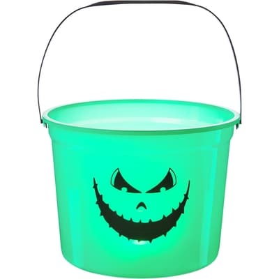 Seau illuminé en forme de citrouille, vert